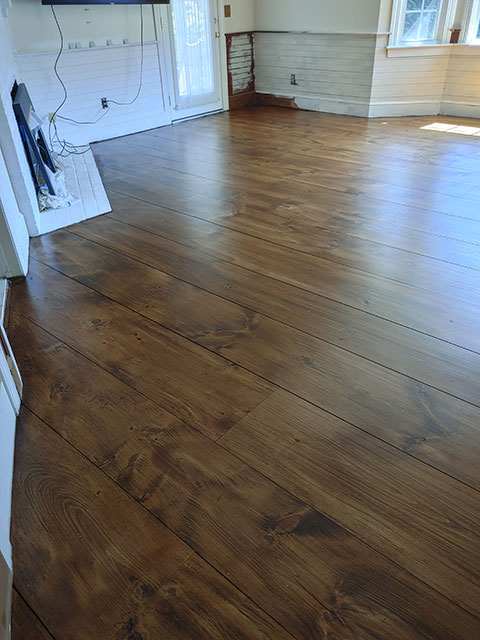 Dark brown hardwood flooring