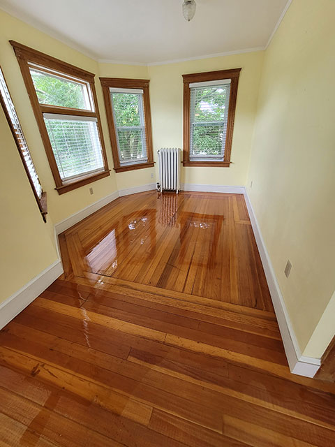 Polished brown hardwood flooring