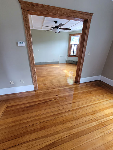 Polished light brown hardwood flooring